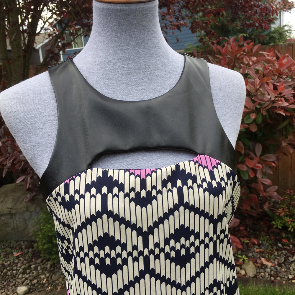 ✨ Lush Nordstrom Geo High Low Faux Leather Dress - Picture 3 of 5