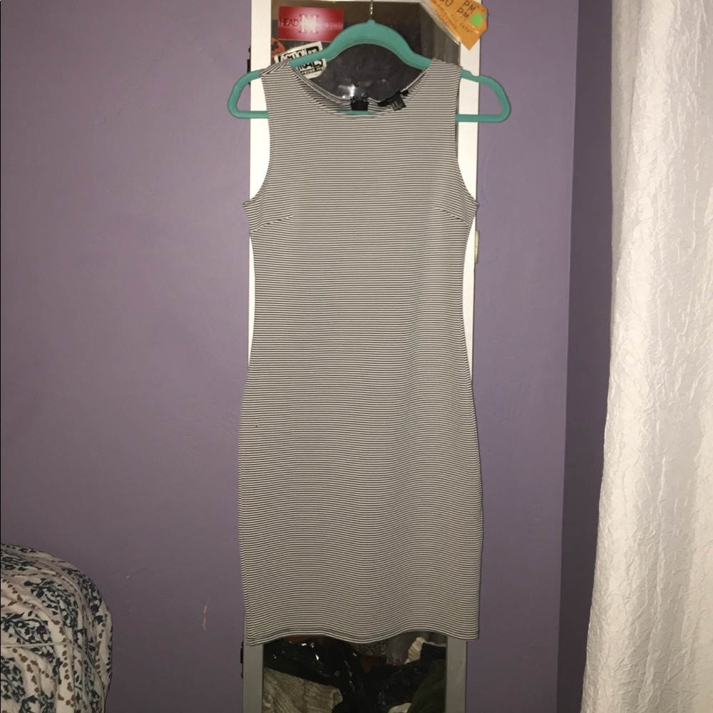 Black and white striped bodycon dress