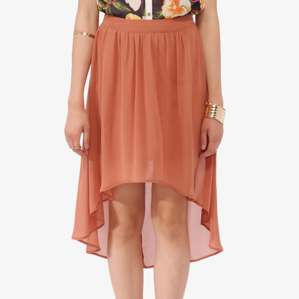 Forever 21 Pink Pleated Hi Lo Chiffon Skirt