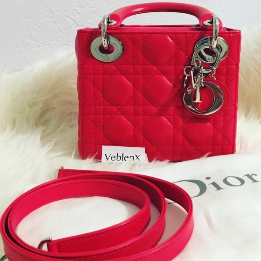 DIOR Christian Lady Mini Small Red Cross Body Bag