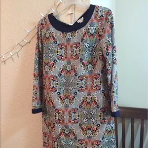 J crew navy flower dress size 6
