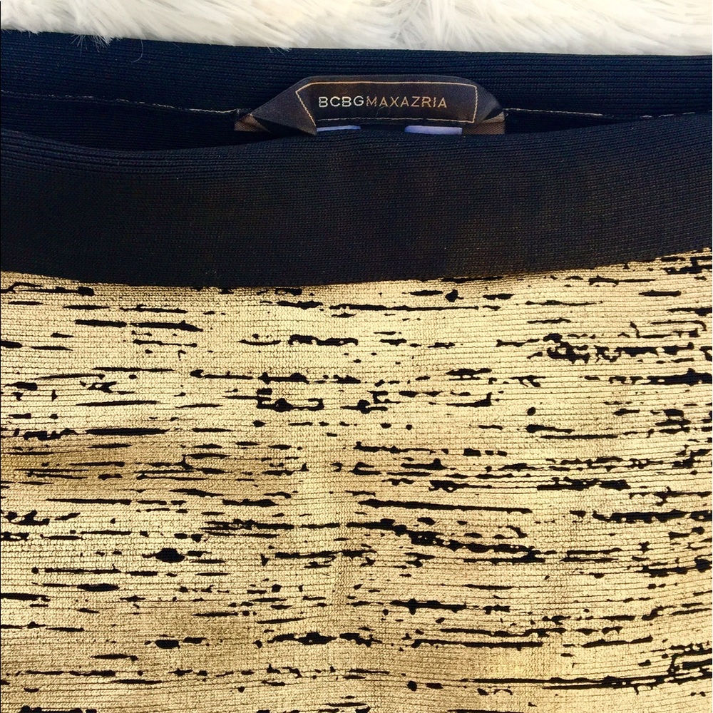 BCBG Maxazira Metallic Gold Bodycon Skirt!