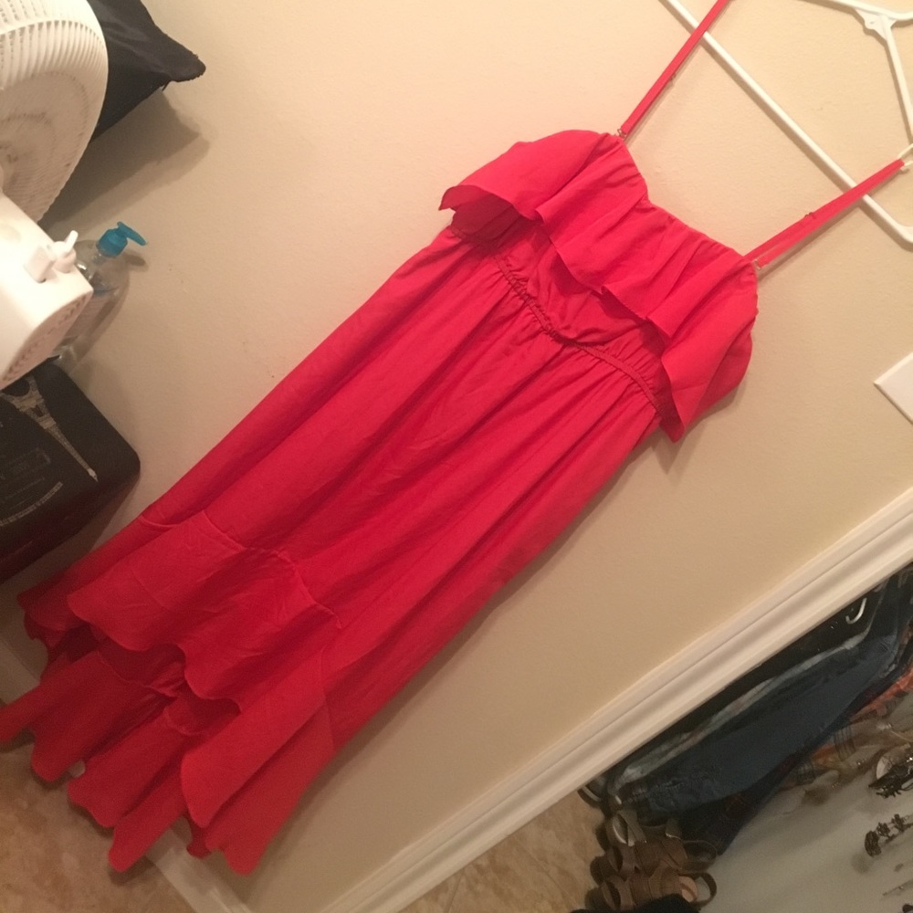 High Low Scarlet colored dress w/ removable straps