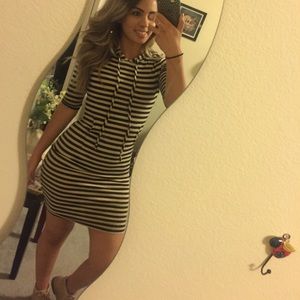 Striped hooded dress- casual