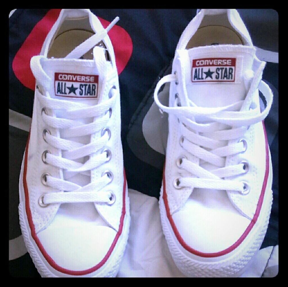 White Converse All Stars lowtops