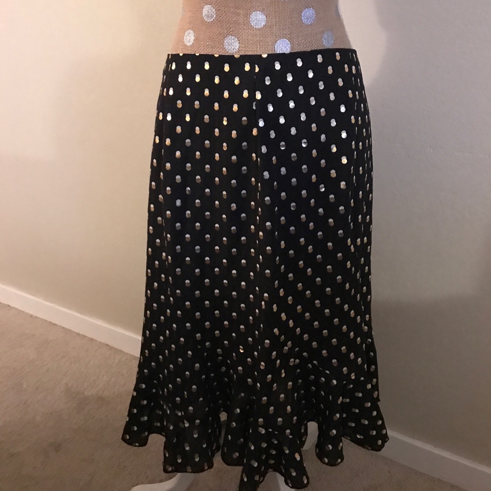 Pointy ruffle black gold & white skirt