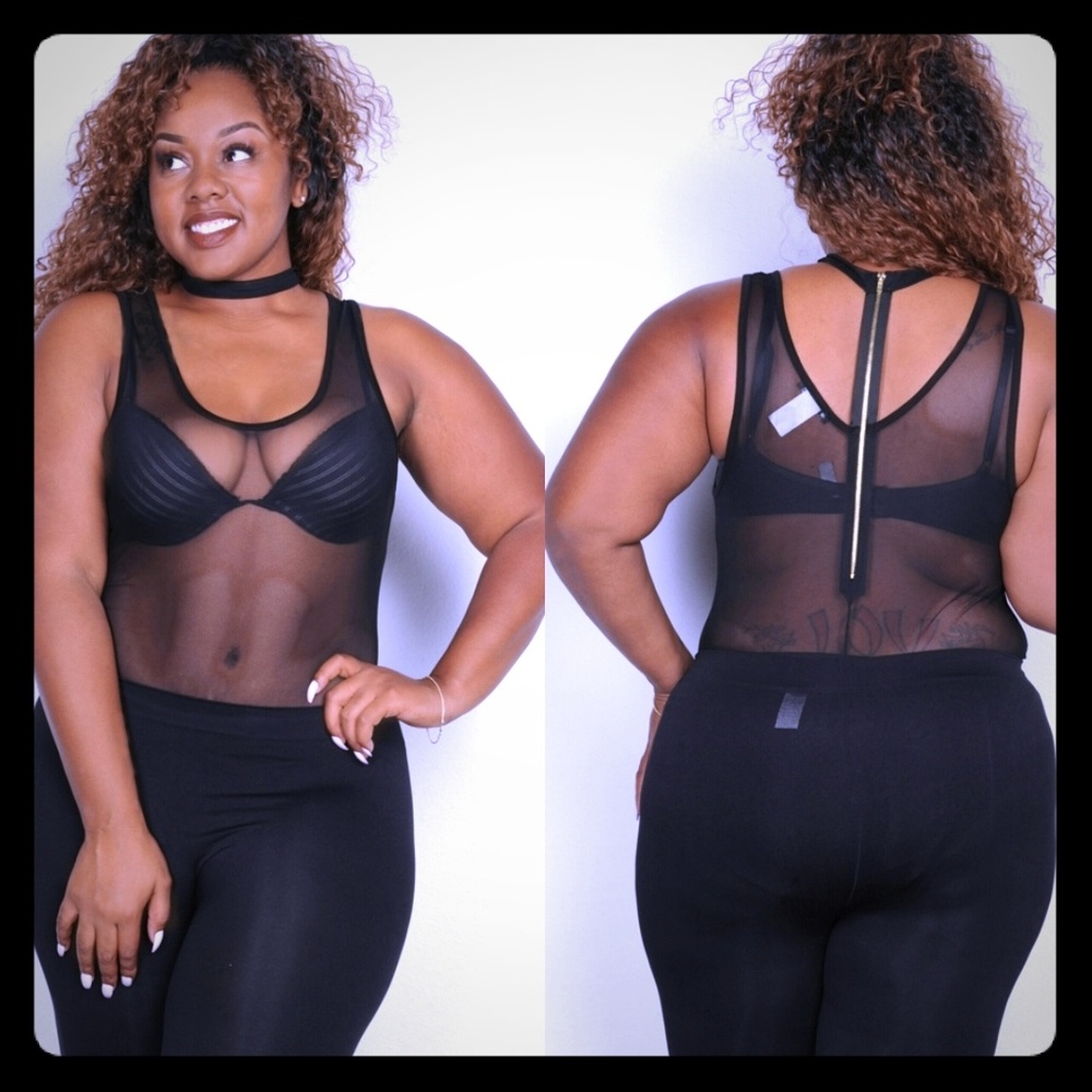 Mesh bodysuit with choker