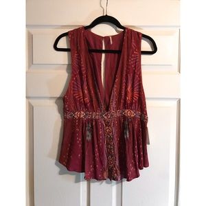 Free People Low V-Neck Top