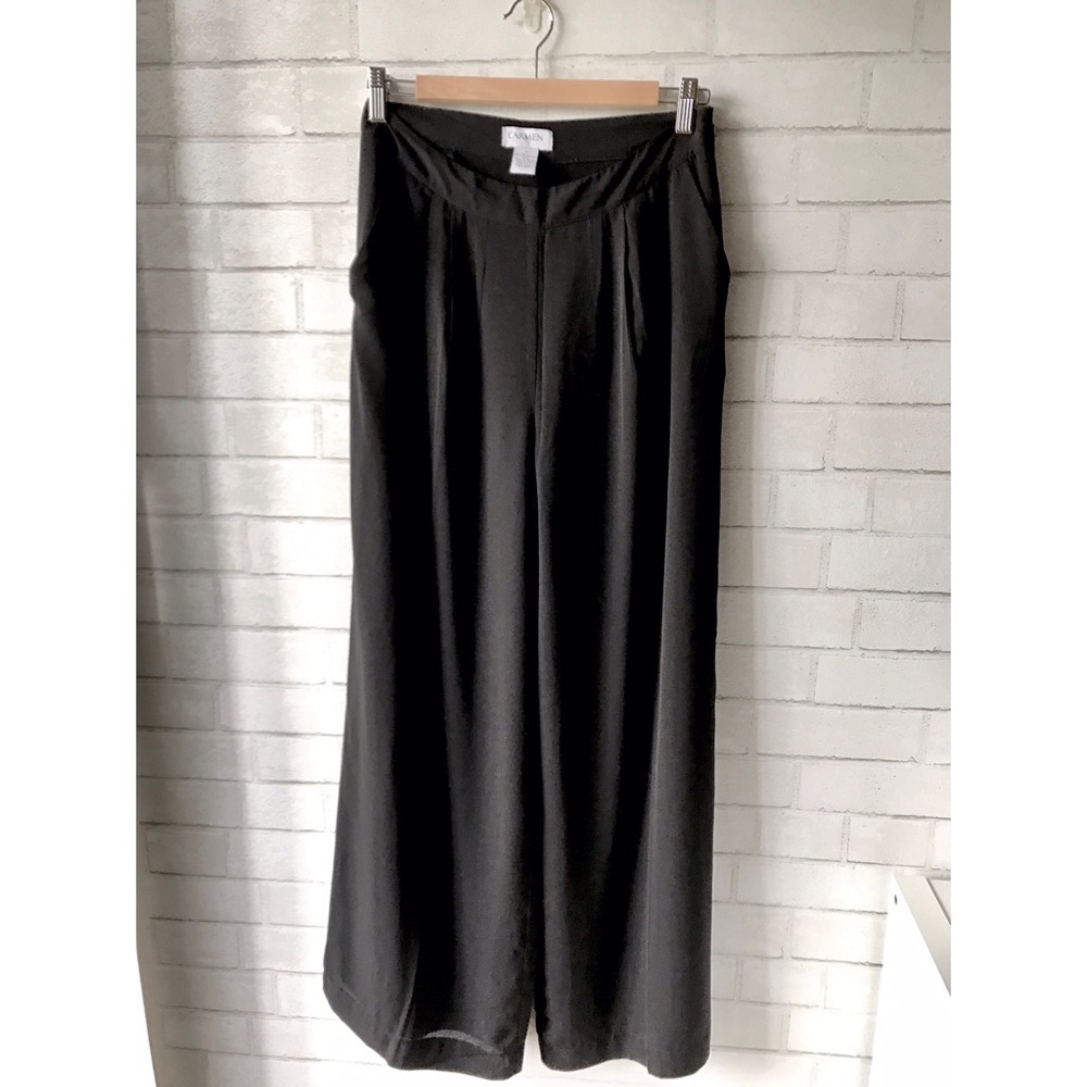 Carmen Black Flowy Wide-leg Trousers 4