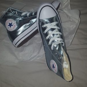 NWT Light blue Metallic Hightop Converse..No Box