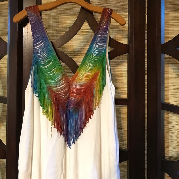 Mara hoffman deep V rainbow fringe - Picture 2 of 4