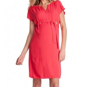NWT Seraphine maternity summer dress coral red