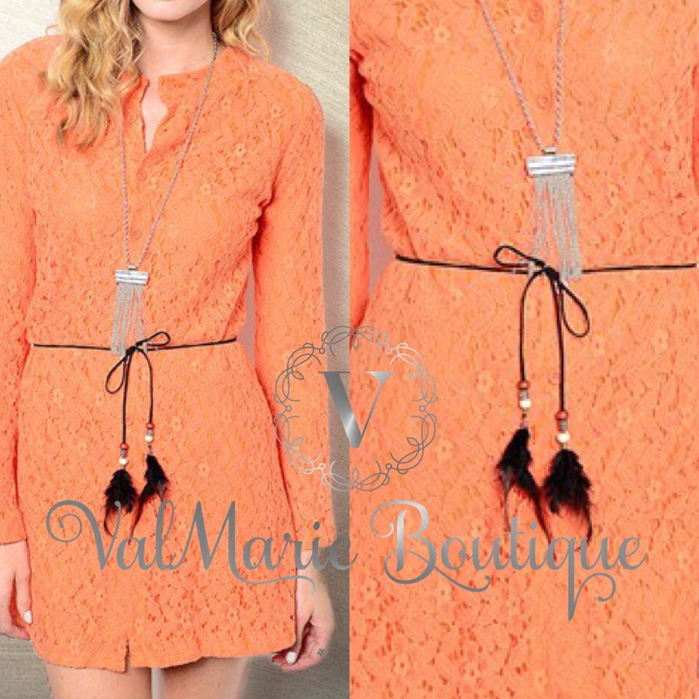 Gorgeous Orange Lace Overlay Dress - Picture 2 of 3