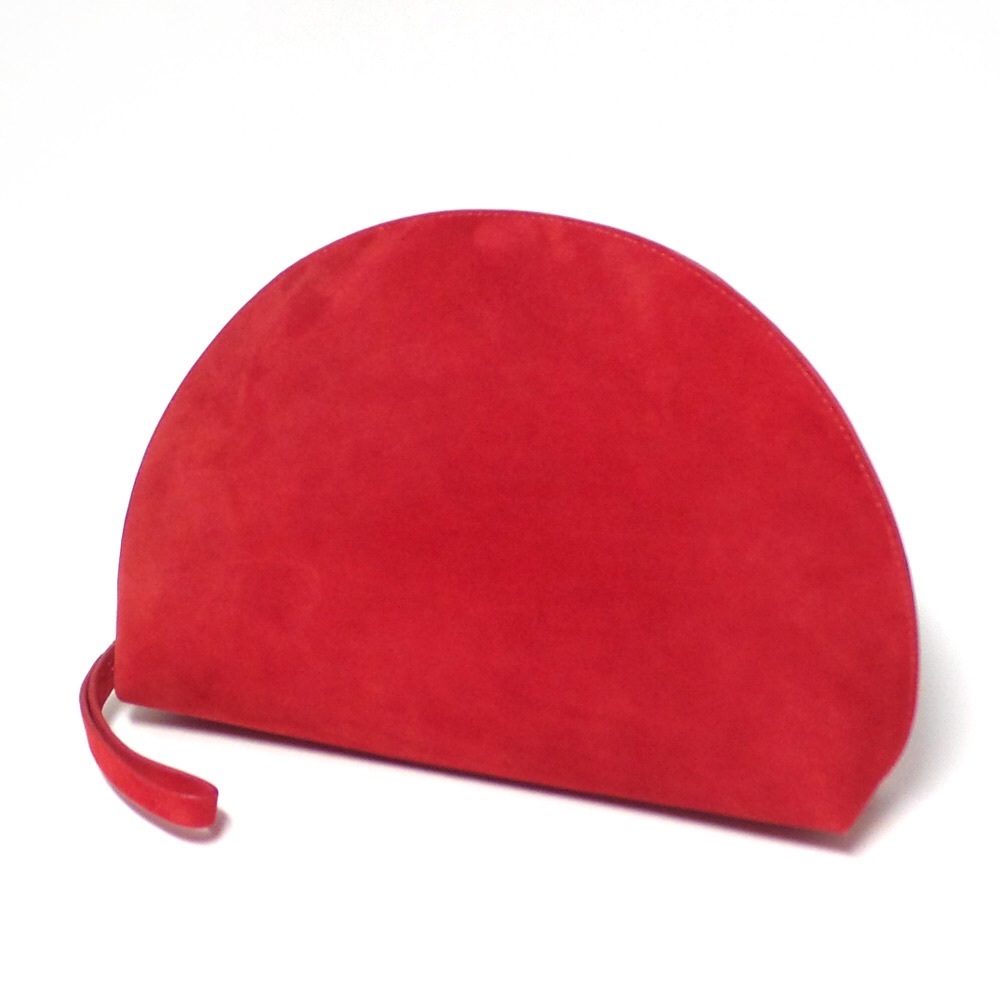 NEW Mansur Gavriel Large Moon Clutch in Red Suede