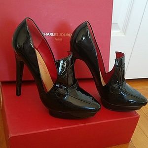 Charles Jourdan sky high patent pumps