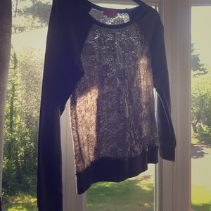 Women's floral gray long sleeve sweater shirt