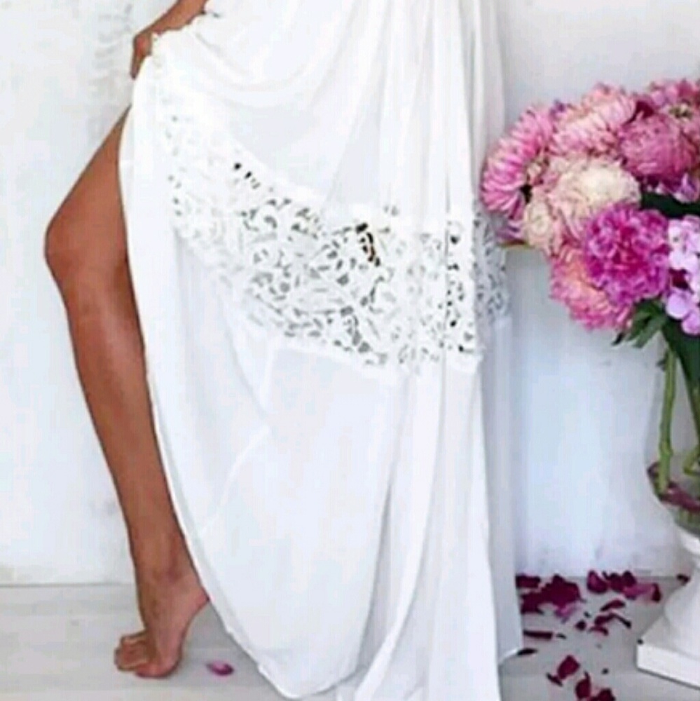 💥ONE LRG LEFT💥💝WHITE BOHO TIE BACK MAXI DRESS - Picture 2 of 8