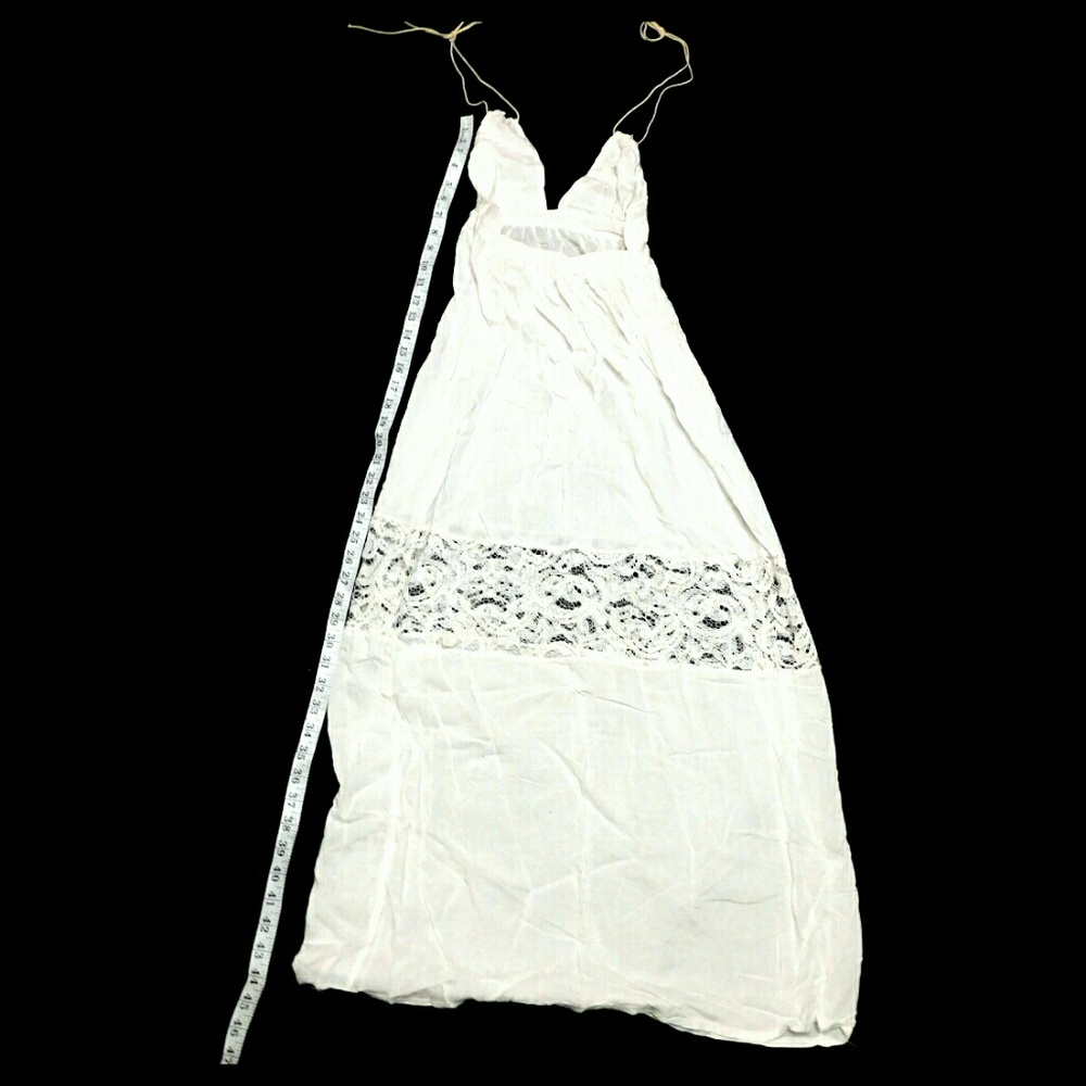 💥ONE LRG LEFT💥💝WHITE BOHO TIE BACK MAXI DRESS - Picture 7 of 8