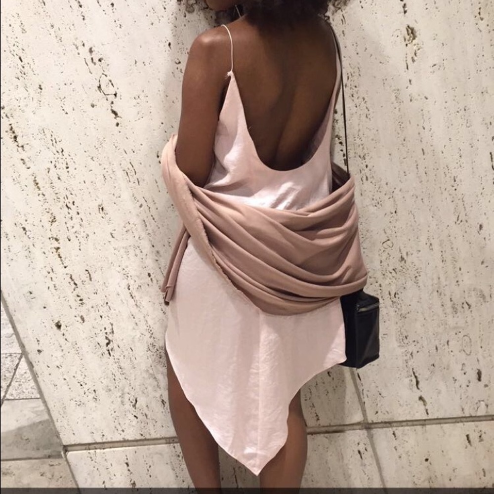 Pink low back slip dress