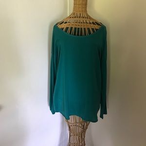 DKNYC Teal multi media long sleeve tshirt