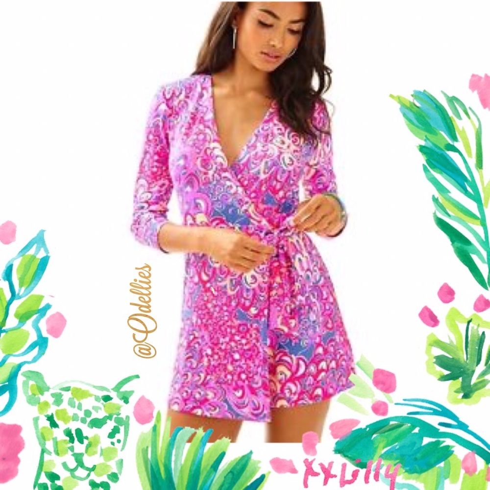 Lilly Pulitzer Karlie Wrap Romper Lilly's Lagoon