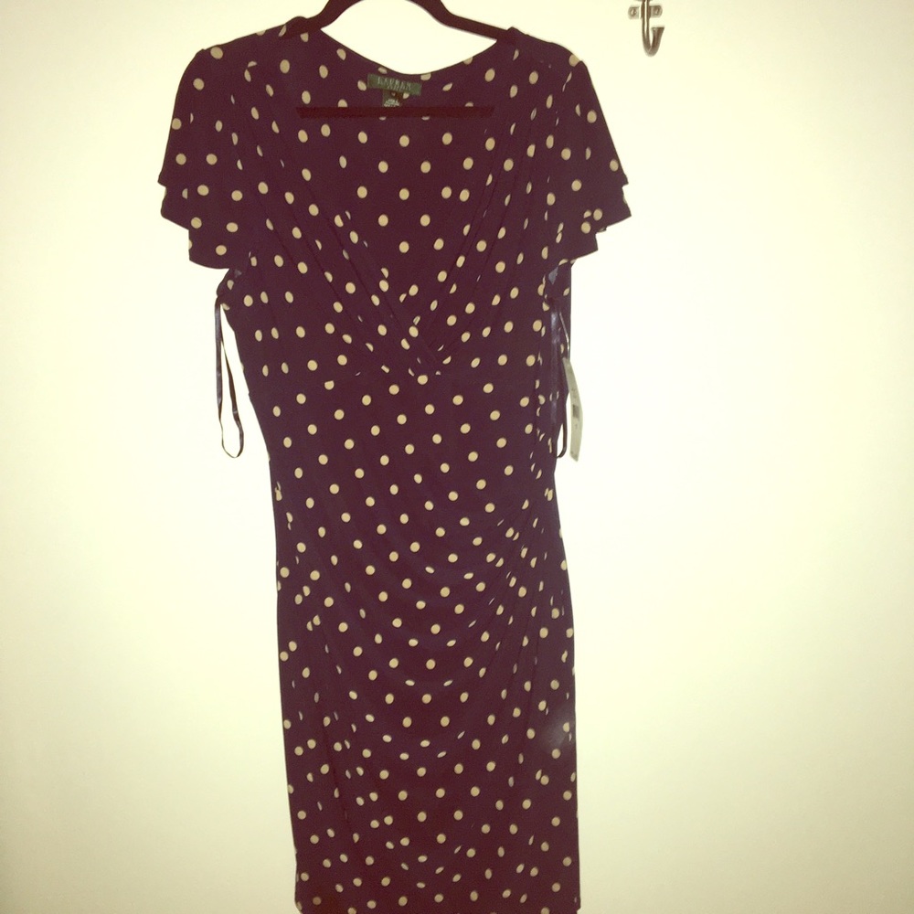 Fun Ralph Lauren polka dot dress - navy&khaki!