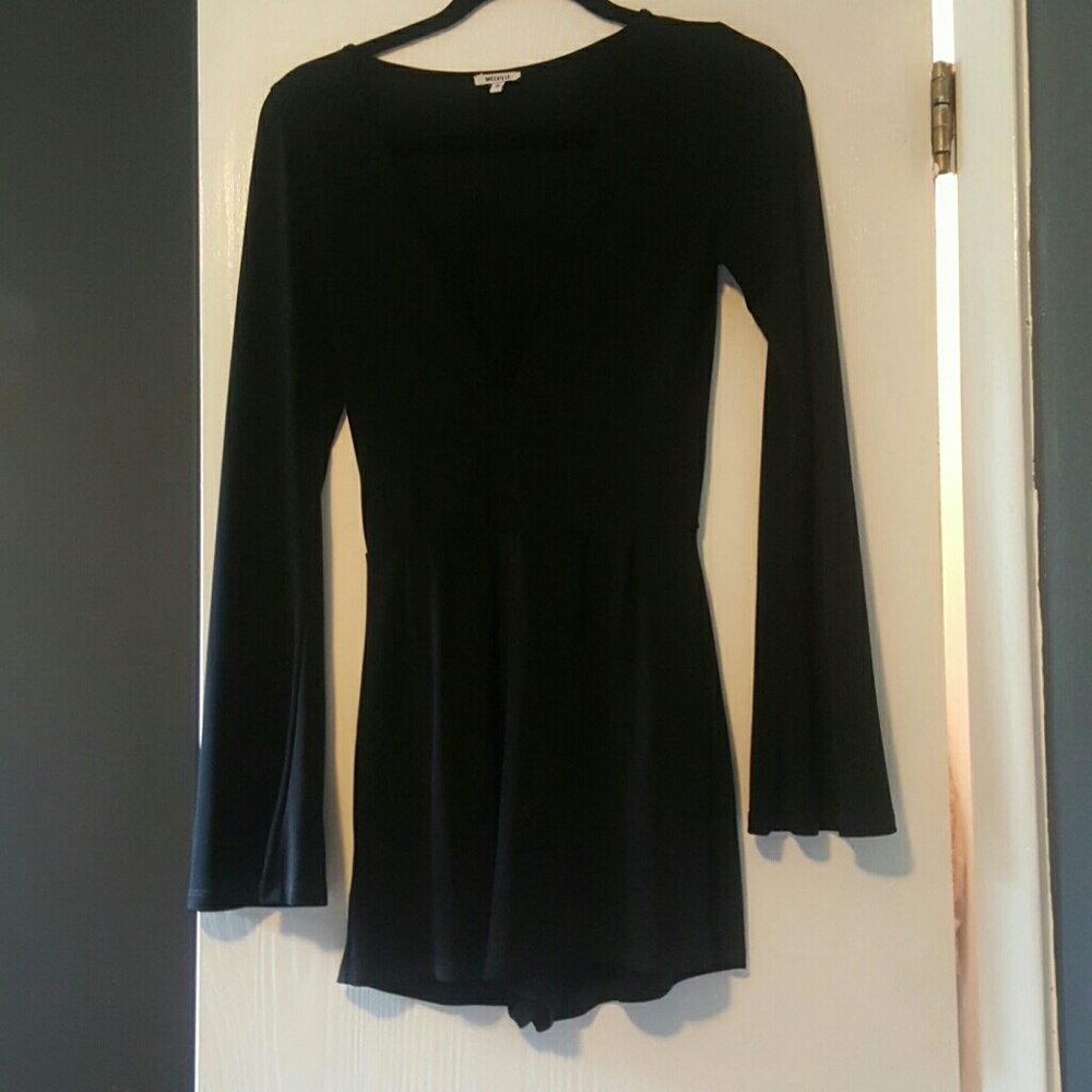 DEEP V BLACK DRESSY ROMPER