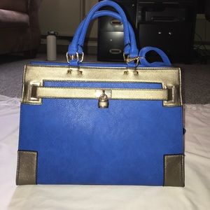 Vegan leather blue and pewter purse