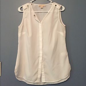Michael Kors Size 4 White Sleeveless Blouse