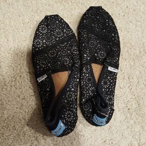 Black crochet toms