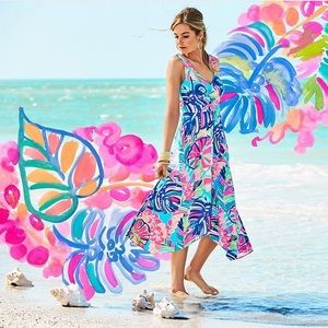 Lilly Pulitzer Sloane Midi Dress Exotic Garden