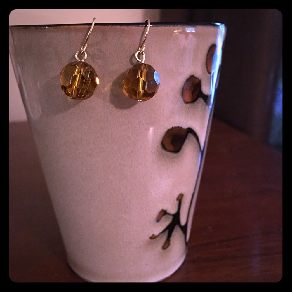Amber crystal earrings