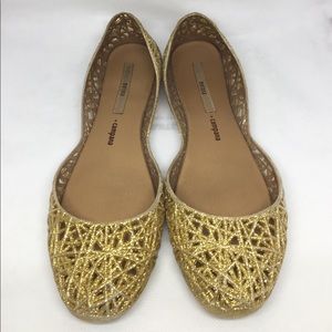 Melissa + campana gold glitter zig zag jelly flats