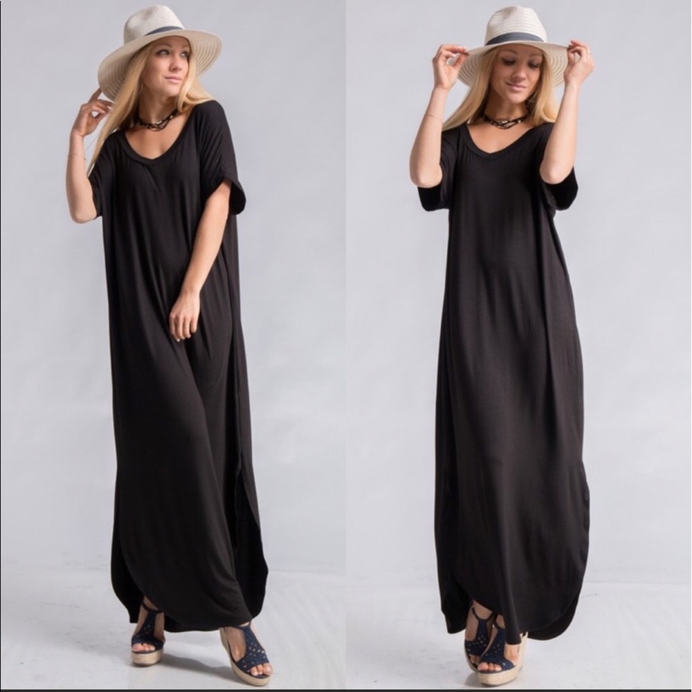 *SALE*Dolman Sleeve Black Maxi Dress