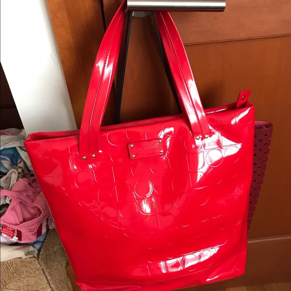 Patent red Kate Spade tote