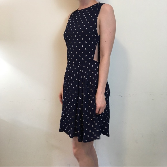 Reformation Navy Cut Out Paisley Skater Dress - Picture 3 of 8