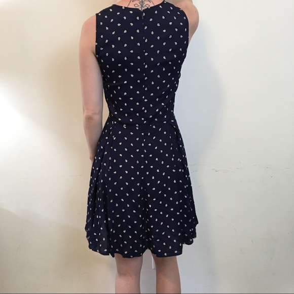 Reformation Navy Cut Out Paisley Skater Dress - Picture 5 of 8