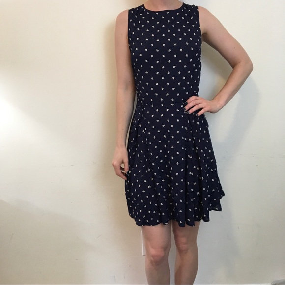 Reformation Navy Cut Out Paisley Skater Dress - Picture 6 of 8