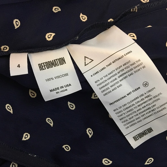 Reformation Navy Cut Out Paisley Skater Dress - Picture 8 of 8