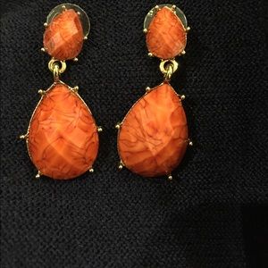 Deep Coral Colored Drop Earring