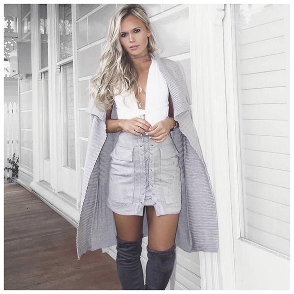 Soft Gray Microfiber Skirt - Picture 2 of 6