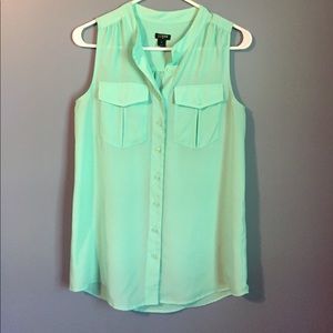 J. Crew Mint Sleeveless Double Pocket Top
