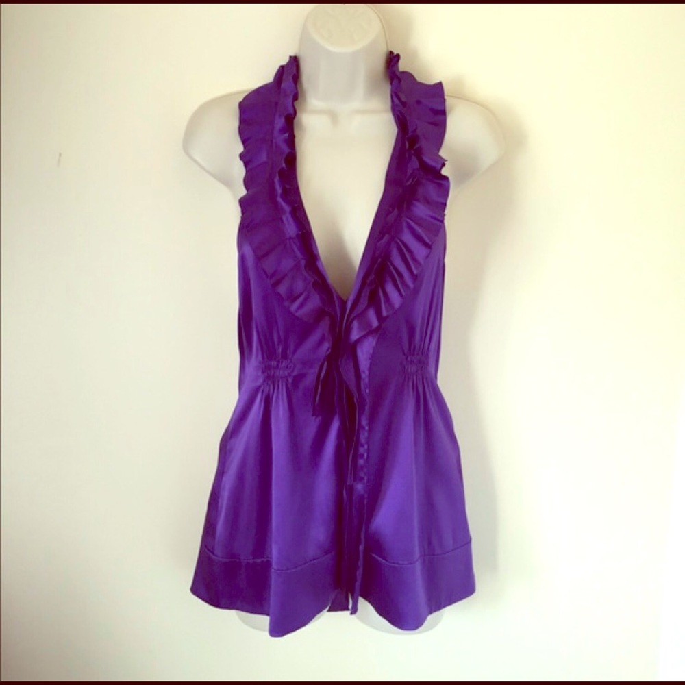 BCBGMAXAZRIA purple silk halter top! Worn once!