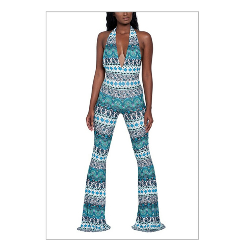 Blue African print jumpsuit