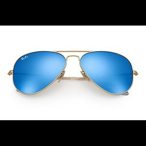 Ray-Ban Classic Mirror Aviators, Blue and Gold