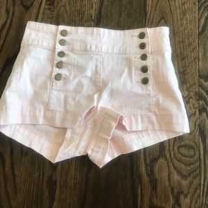Light pink high waisted button up shorts