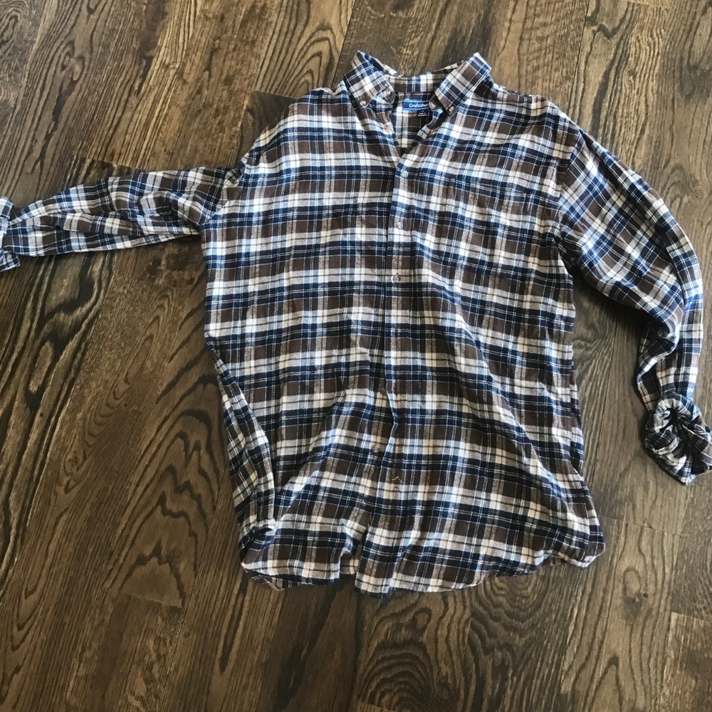 Brown and blue oversized flannel