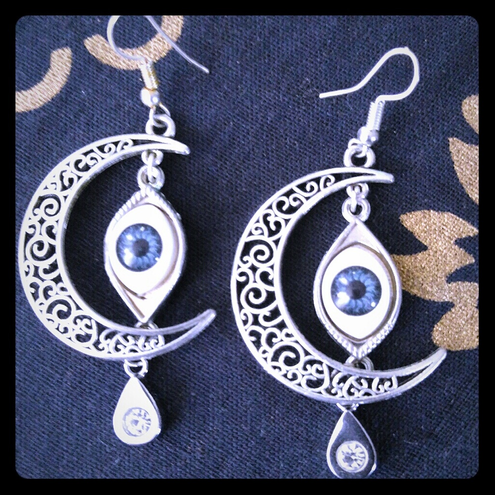 Handmade Evil Eye and Moondrop Earrings