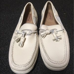 Sperry Top Sider Bone Cream Grain Leather Size 8