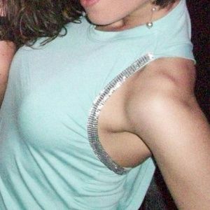 Metal trim racerback tank